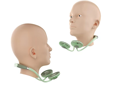 Green Neck Hanging Air Conditioning Fan Wearable Around Neck For Personal Cooling 3d model