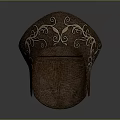Decorative Brown Hat With Golden Curly Patterns And Traditional Design