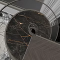Modern Spiral Staircase With Black Marble Steps And Metal Handrail Design