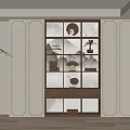 Modern Bookcase with Shelves Decorative Items and Warm Lighting in Living Room