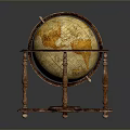 Vintage Globe With Ornate Wooden Stand For Home Decor