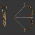 Traditional Bow and Arrow Weapon Set with Decorative Quiver and Feathered Arrows
