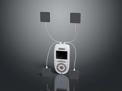 White GDND Electronic Device With Black Patches Display Screen And Control Buttons 3d model