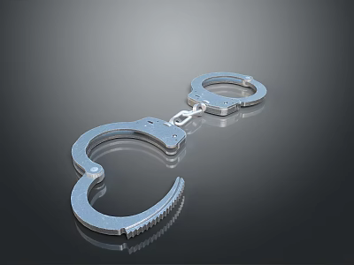 Silver Metal Handcuffs With Reflective Surface Closed Design For Daily Household Use 3d model