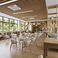 Book Art Reading Space Interior Design With Wooden Ceiling Large Windows And Bookshelves