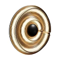 Modern Gold Wall Light with Circular Ring Design and Black Sphere Center 3d model