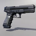 Sleek Black Handgun With Textured Grip And Modern Ergonomic Design Features 3d model