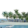 Hinged Door Design For Beachfront Property With Palm Trees And Ocean View