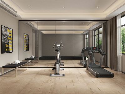 Modern recreation room home gym home gym 3d model