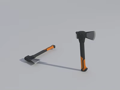 Hardware Tools Including Axe And Pickaxe With Black And Orange Handles For Home Use 3d model