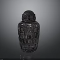 Silver Carved Vessel With Goggle Like Top Design And Intricate Engraved Patterns