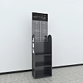 Black Standing Display Shelf With Multiple Shelves And Top Grid Panel For Retail Use 3d model
