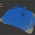 Natural Landscape Model With Green Moss Colorful Ground And Black Rocks