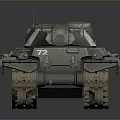 Green Armored Military Tank With Long Cannon And Tracked Wheels Design