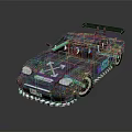 Pixel Style Race Car With Body Graphics And Rear Spoiler Design