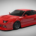 Red Two Door Modified Sports Car With Sleek Body And Black Wheels