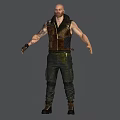 Action Game Movie Character With Sleeveless Vest Arm Tattoos Cargo Pants And Brown Boots