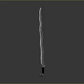 Silver Curved Blade Knife With Black Handle On Reflective Black Surface And Gray Gradient Background 3d model