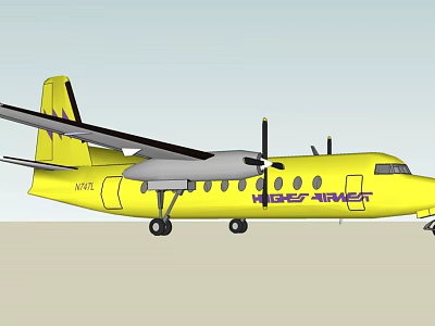 Yellow NORD AIRWAYS Passenger Plane With Twin Propeller And N702 Registration 3d model