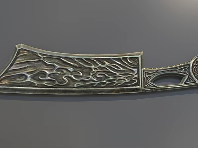 Ornate Decorative Metal Weapon with Intricate Carved Patterns on Blade and Handle 3d model
