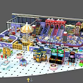 Colorful Amusement Park With Carousel Slides Game Stalls And Kids Play Zones