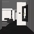 Modern Entryway Design With White Cabinets Black Accents Fireplace And Light Fixture
