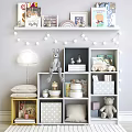 Entryway Cabinet and Side Cabinet Cute Organized Storage with Stuffed Toys Books and Decorative Lamp