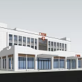 Modern Outpatient Building Exterior With White Facade Large Glass Windows And Lawn Area