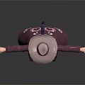 Western Style Female Character In Purple Coat Red Vest With Holster Standing Pose