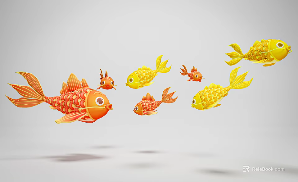 Colorful Fish Shaped Animal Wall Decor With Cute Design And Swimming Formation 3d model 