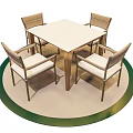 Modern Square Dining Table Set With Woven Chairs And Simple Design 3d model