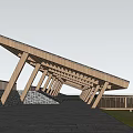 New Chinese Style Corridor Viewing Platform Rural Corridor Rural Structure Rural Rest Space 3d model