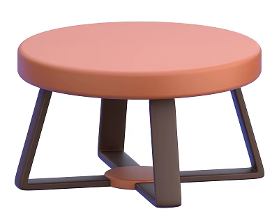 Modern Round Side Table Featuring Orange Top And Black Metal Frame Design 3d model