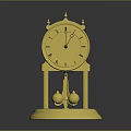 Golden Mantel Clock With Roman Numerals And Decorative Sphere Base