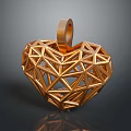 Golden Heart Shaped Pendant with Geometric Structure Fashion Jewelry Accessory for Stylish Outfits
