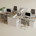 Modern Office Workstation Setup With Computers Monitors Office Chairs Green Plants And Drawers