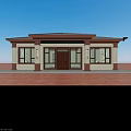 Single Family House Exterior With Brown Roof Beige Brown Walls And Red Brick Pavement