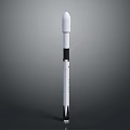 White Rocket Featuring Black Sections Conical Top And Engines At Base On Gray Background 3d model