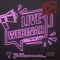 Neon Lamp Combinations For Live Webinar Design With Megaphone And YouTube Icon