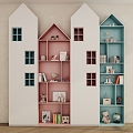 Modern Children's Room Bookcase Decorative Cabinet 3d model