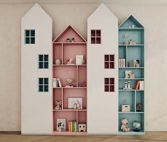 Modern Children's Room Bookcase Decorative Cabinet 3d model