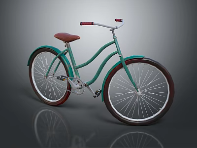 Vintage Green Bicycle With Brown Seat And White Handlebar Design 3d model