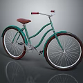 Vintage Green Bicycle With Brown Seat And White Handlebar Design