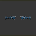Blue Ornate Armored Gauntlets With Detailed Fantasy Design And Shiny Surface