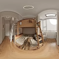 Modern Natural Wood Bunk Bed With Ladder And Storage Drawers For Cozy Lovely Kids Bedroom