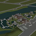 Ancient Chinese Architecture Complex With Symmetrical Layout And Water Surrounded Green Spaces