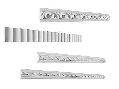Elegant White Gypsum Molding Various Decorative Styles for Interior Home Decoration 3d model