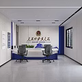 Public Security Service Hall Modern Interior With Service Desks Chairs And Information Boards