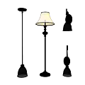Modern Black Lighting Combinations With Floor Lamp Table Lamp And Pendant Lights 3d model