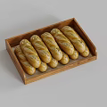 Fresh Golden Baguettes Arranged In Wooden Tray For Daily Meals Or Snacks